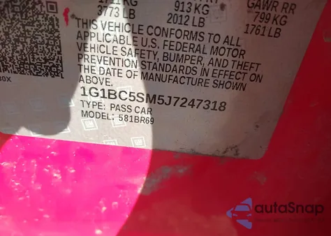 2018 Chevrolet Cruze Ls из США, поврежденный, VIN 1G1BC5SM5J7247318